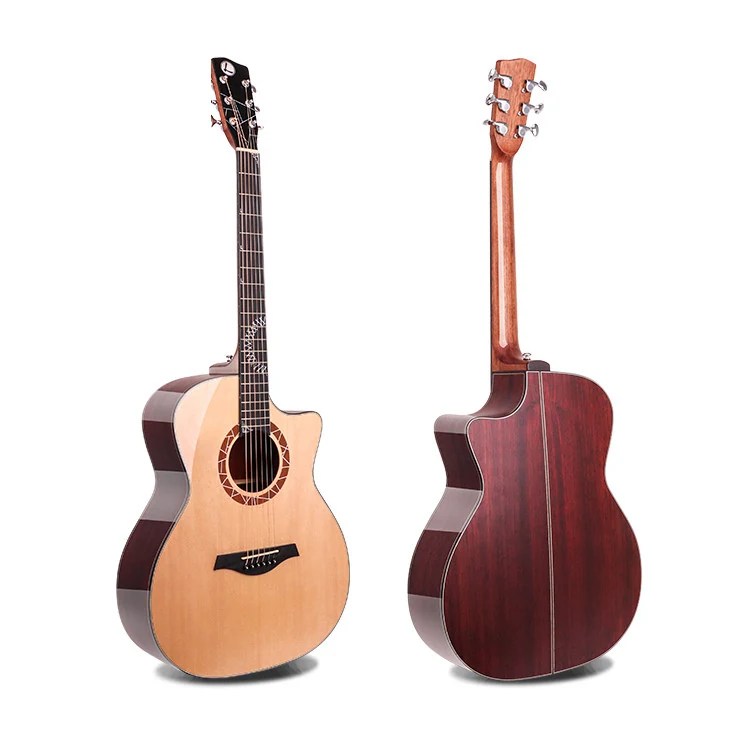 Guitarra acústica Luxars LR1-40, vista frontal y posterior