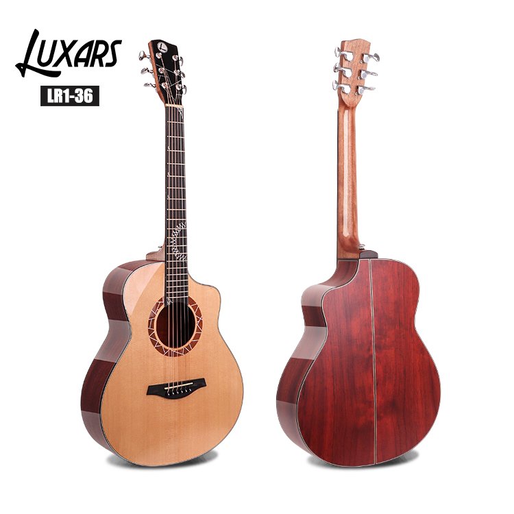 LuxarsMusic LR1-36 compact acoustic guitar front and back