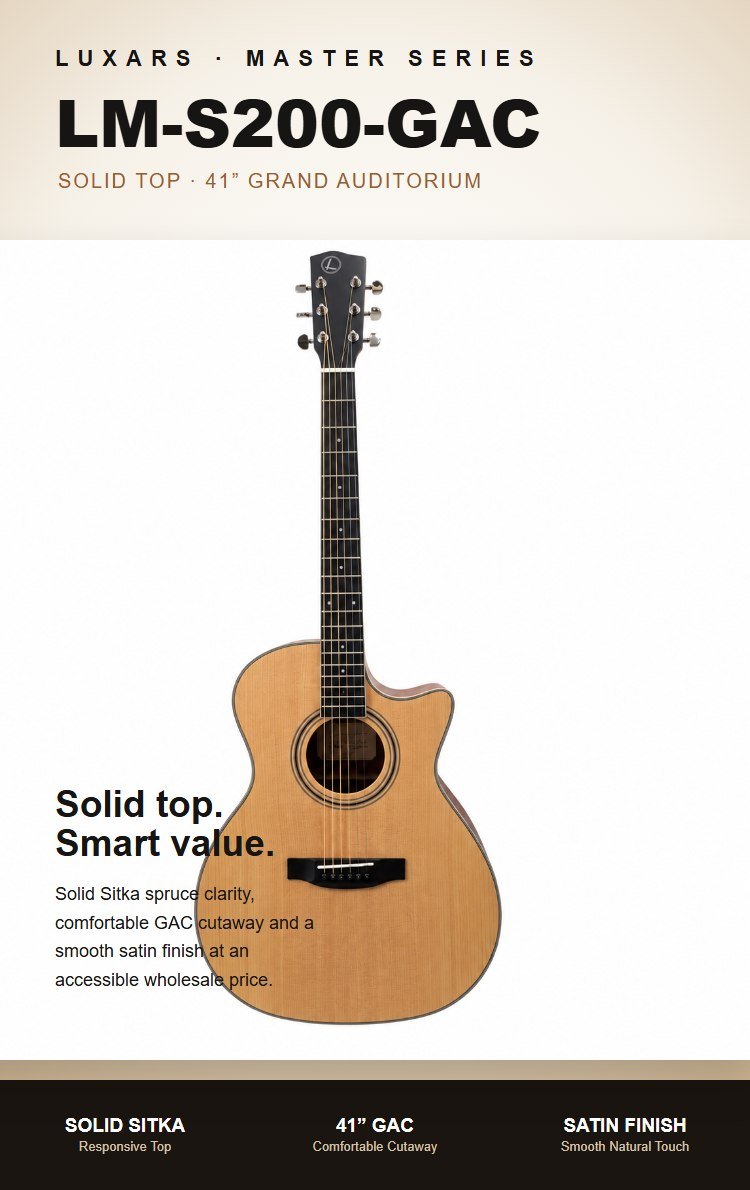 LUXARS LM-S200-GAC solid top acoustic guitar overview