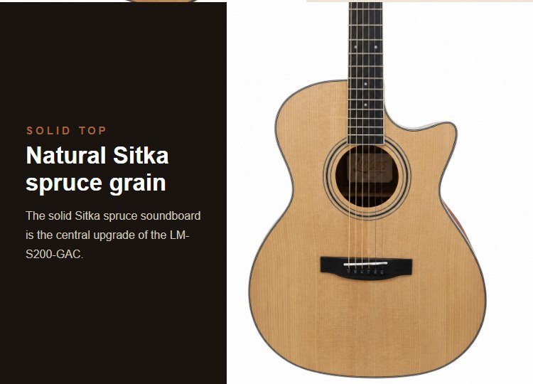 LUXARS LM-S200-GAC solid Sitka spruce top