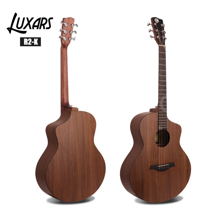 Actual LUXARS R2-K acoustic guitar photograph showing its HPL body