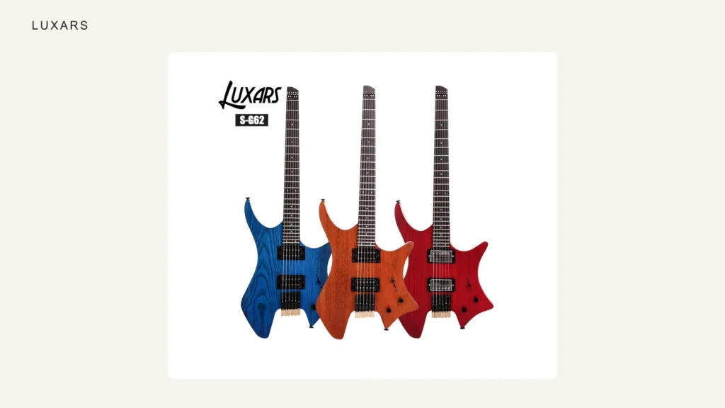 Guitarras elétricas headless LUXARS S-G62 nos acabamentos fotografados