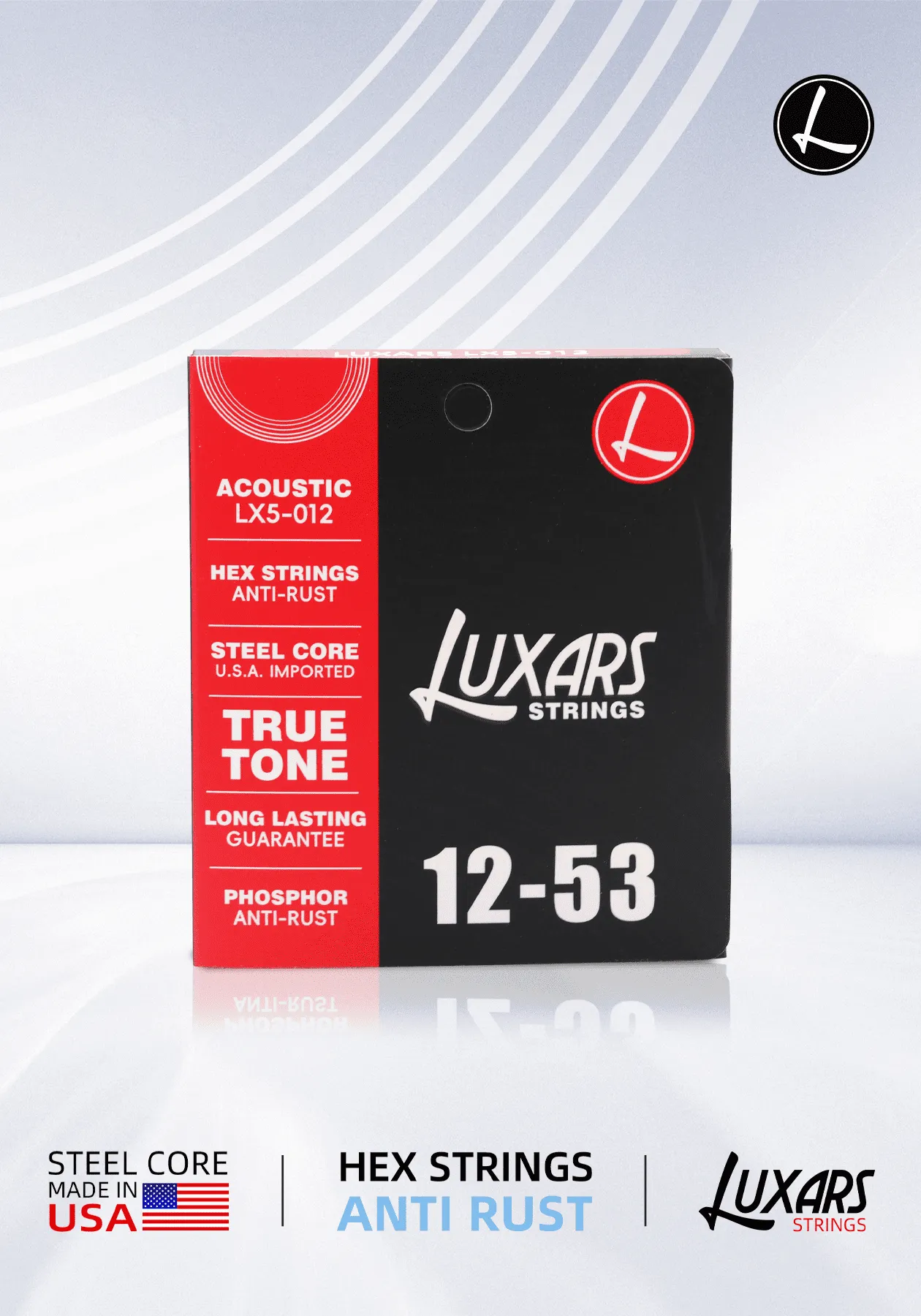 Emballage des cordes acoustiques LUXARS LX5-012, vue de face